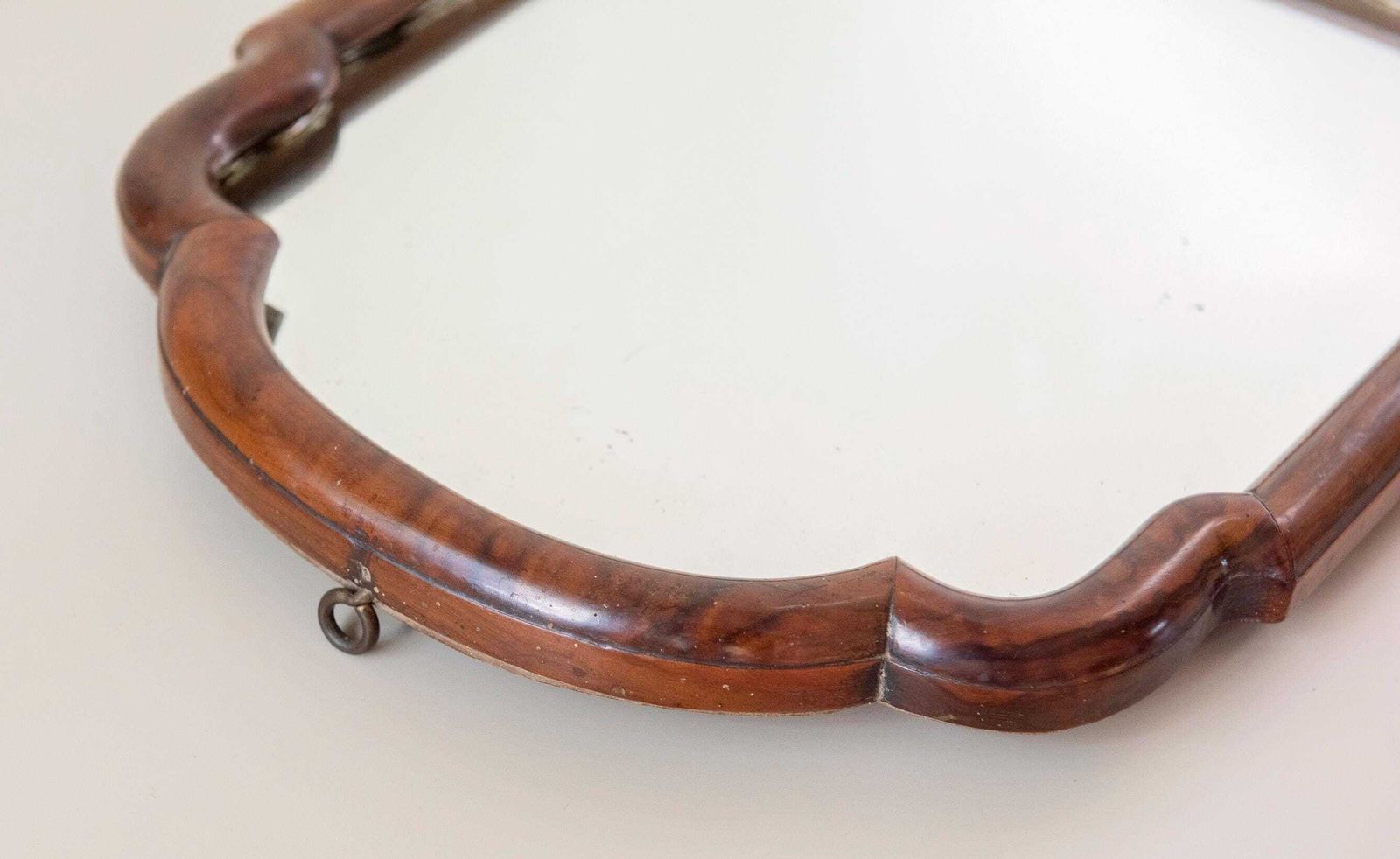 photo furniture Antique Dutch Arched Wall Mirror   Scalloped Mahogany Wooden Frame   Small Art Nouveau Mirror   Early 1900s