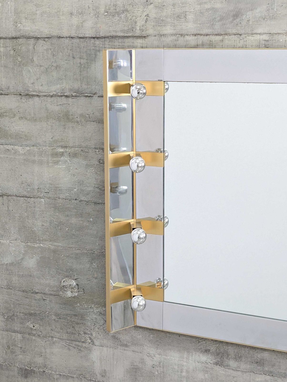 3139.0 Illuminated Dressing Room Mirror By Gaetano Sciolari In Chrome And Brass, Italy, 1970s photo