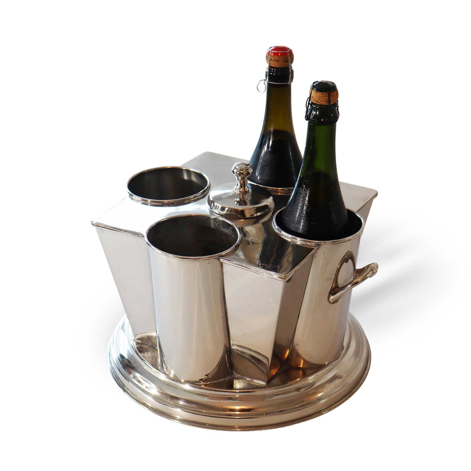 Franse art deco verzilverde vierflessen wijn- of champagnekoeler photo 1256.0