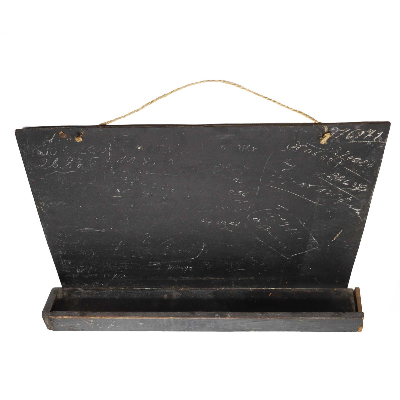 French Vintage Large Hanging Slate Chalkboard With Chalk Tray photo vinterior
