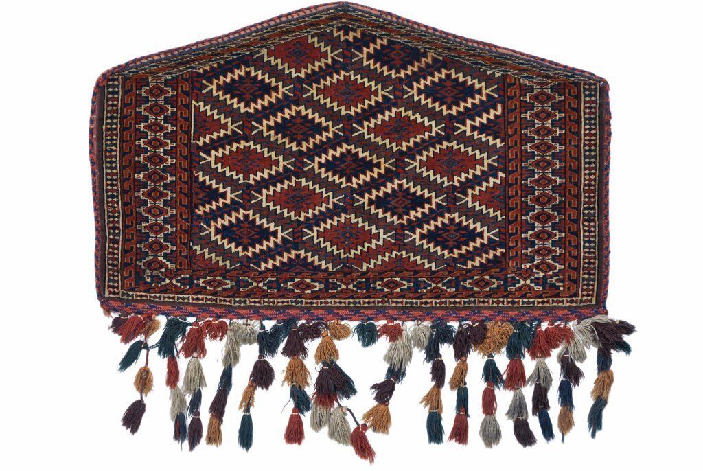 Antiek Yomut Tribal Vloerkleed, Donkerrood, 114 × 71 cm, ca. jaren 1920
