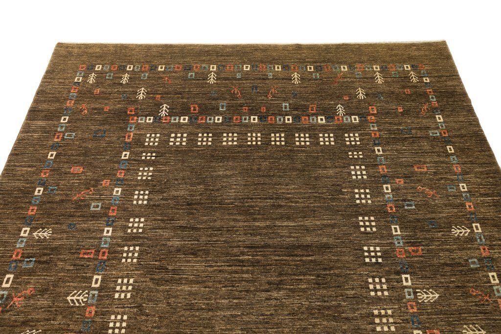 Vintage Afghaans Gabbeh vloerkleed, bruin, 361 × 277 cm, ca. jaren 1980 photo Textiel