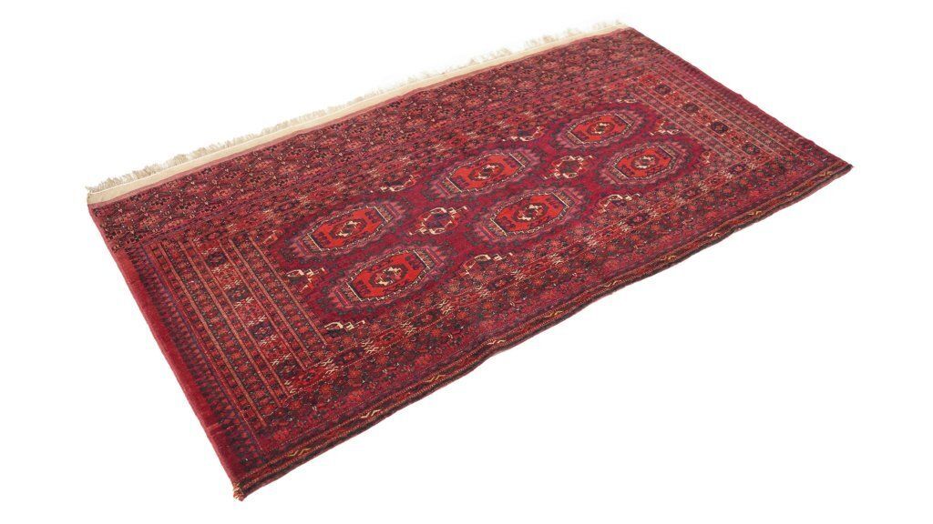 Antiek Bokhara tapijt, rood, 148 × 75 cm, ca. 1900 photo for sale