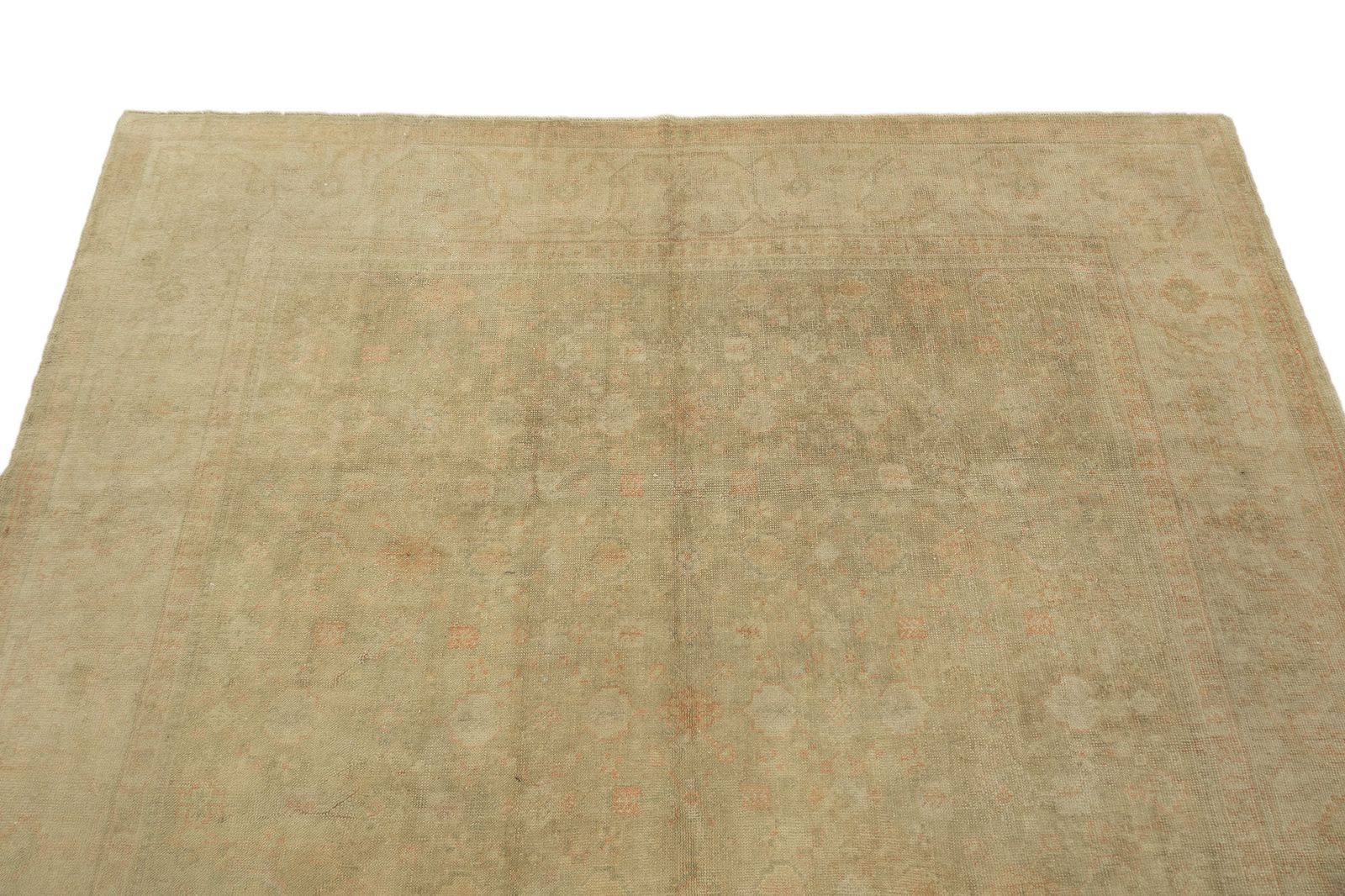 Antiek Turks Oushak tapijt, beige, 340 × 258 cm, ca. 1900s photo Textiel