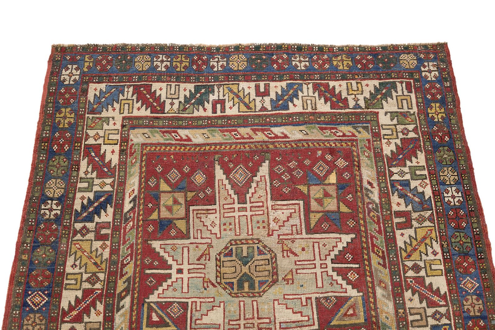 Antiek Kaukasisch Kazak Lesghi tapijt, 205 × 124 cm, ca. 1900s photo Textiel