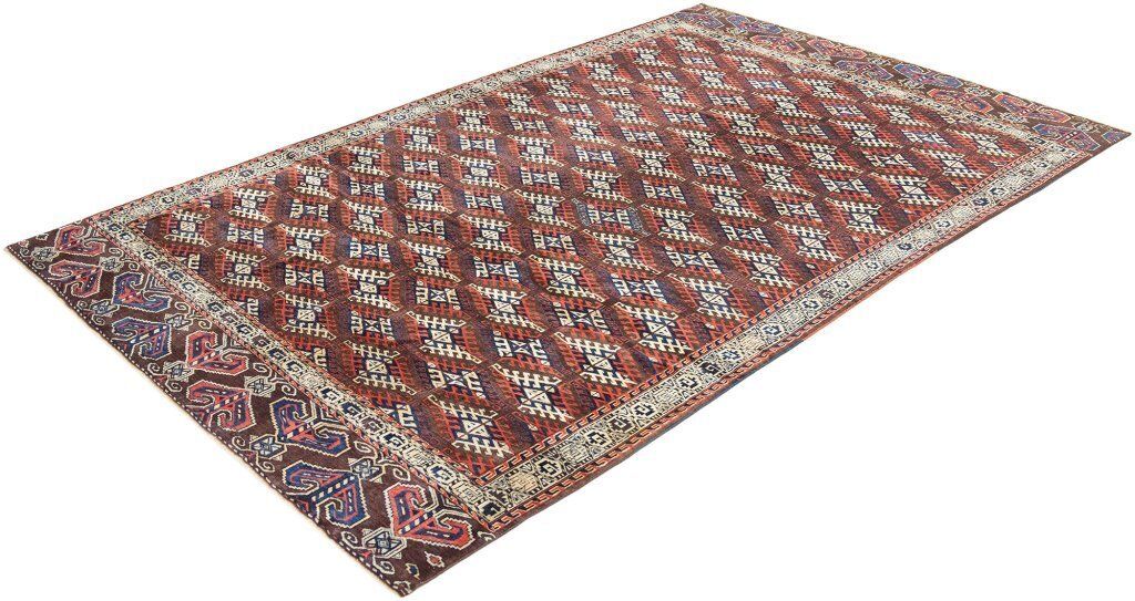Antiek Yomut Tribaal Tapijt, Bruin, 330 × 202 cm, 19e eeuw photo for sale
