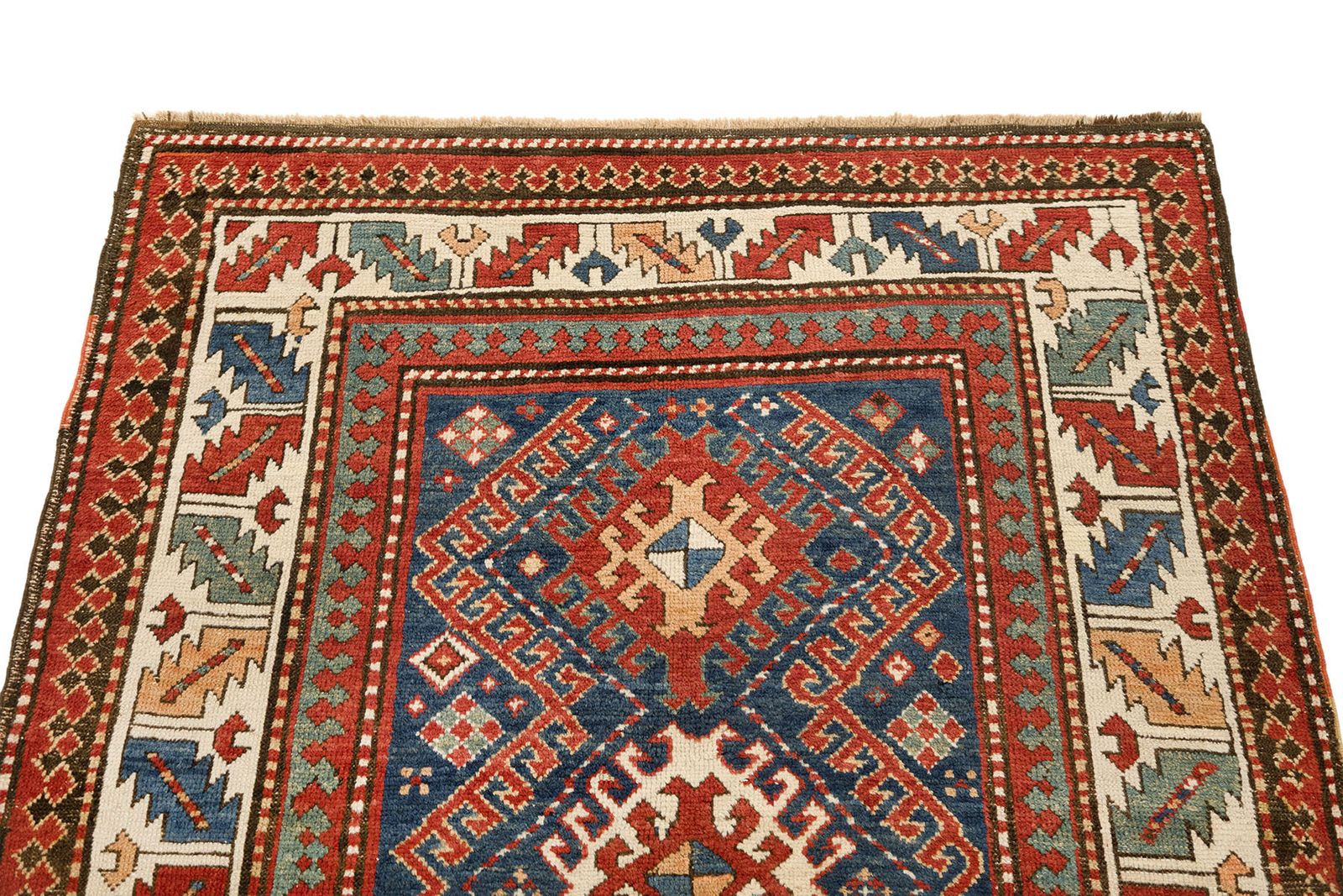 Antique Caucasian Kazak Rug, Deep Red, 227 × 127cm, 19th Century photo Textiles