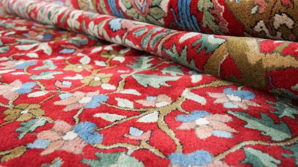 Semi Antiek Duits Tefzet Tapijt, Rood, 723 × 349 cm, ca. jaren 1930 photo buy