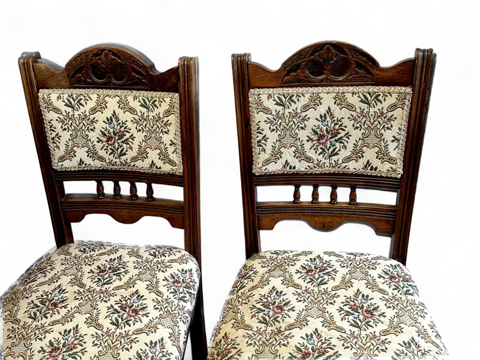 Antique Pair Of Hardwood Edwardian Low Chairs Hall Way Chairs Occasional photo Furniture