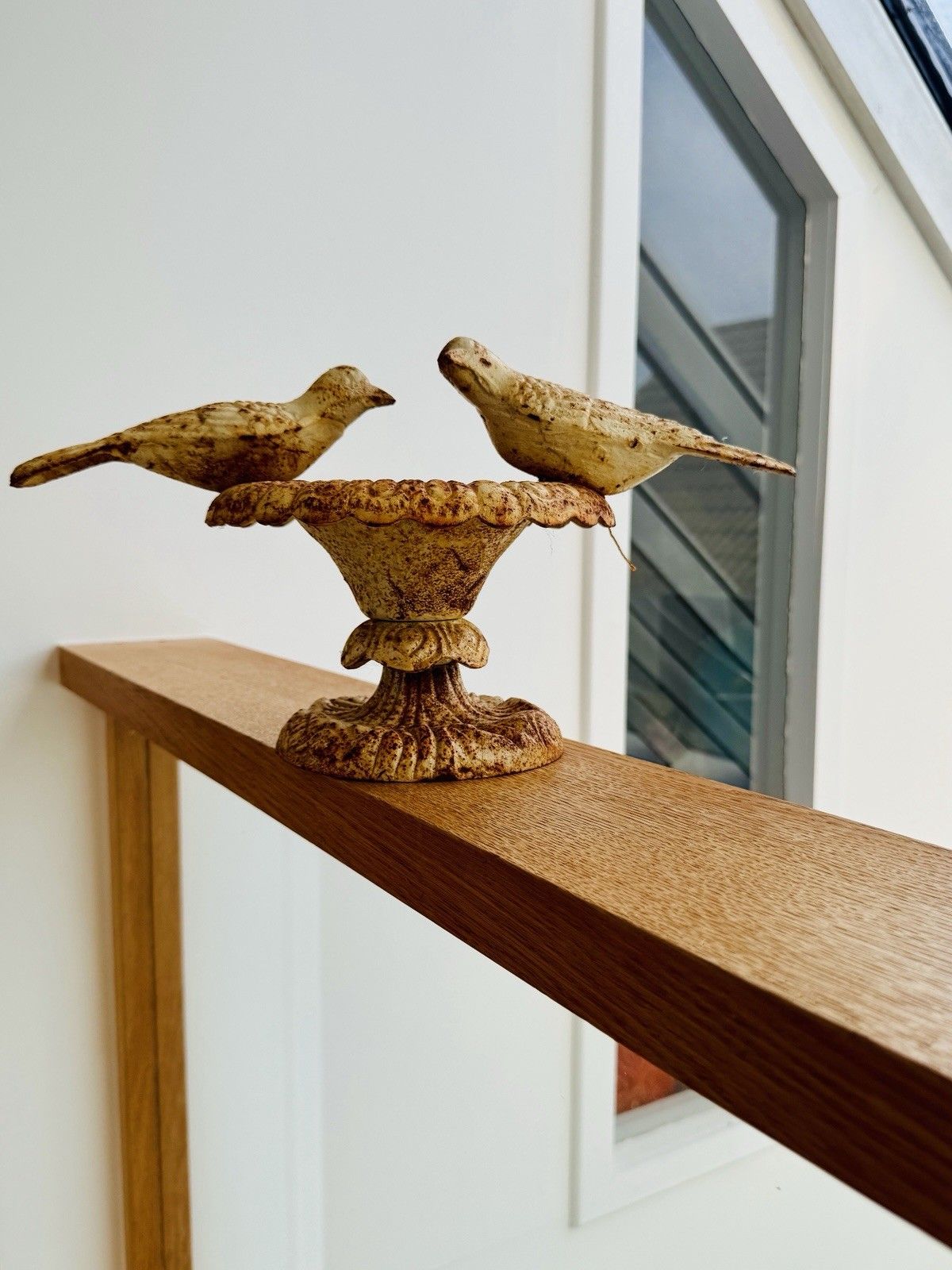 Vintage Heavy Cast Iron Bird Bath / Feeder, Aged Patina