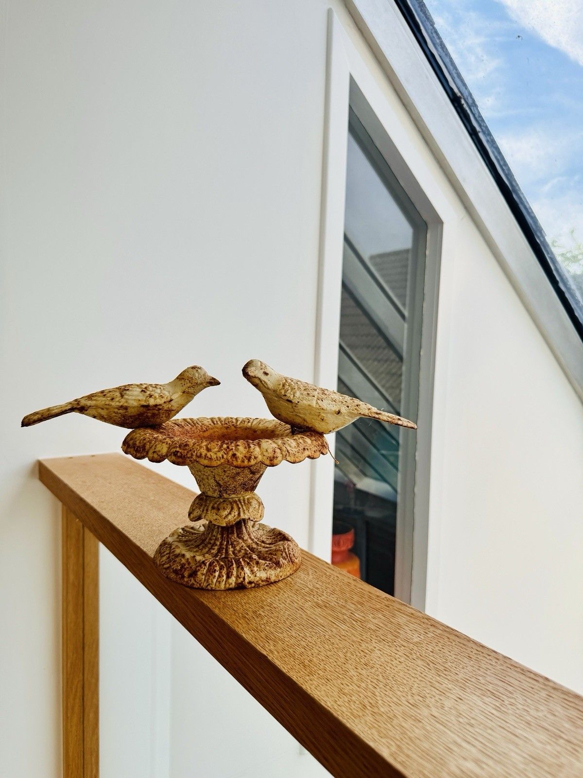 Vintage Heavy Cast Iron Bird Bath / Feeder, Aged Patina photo for sale