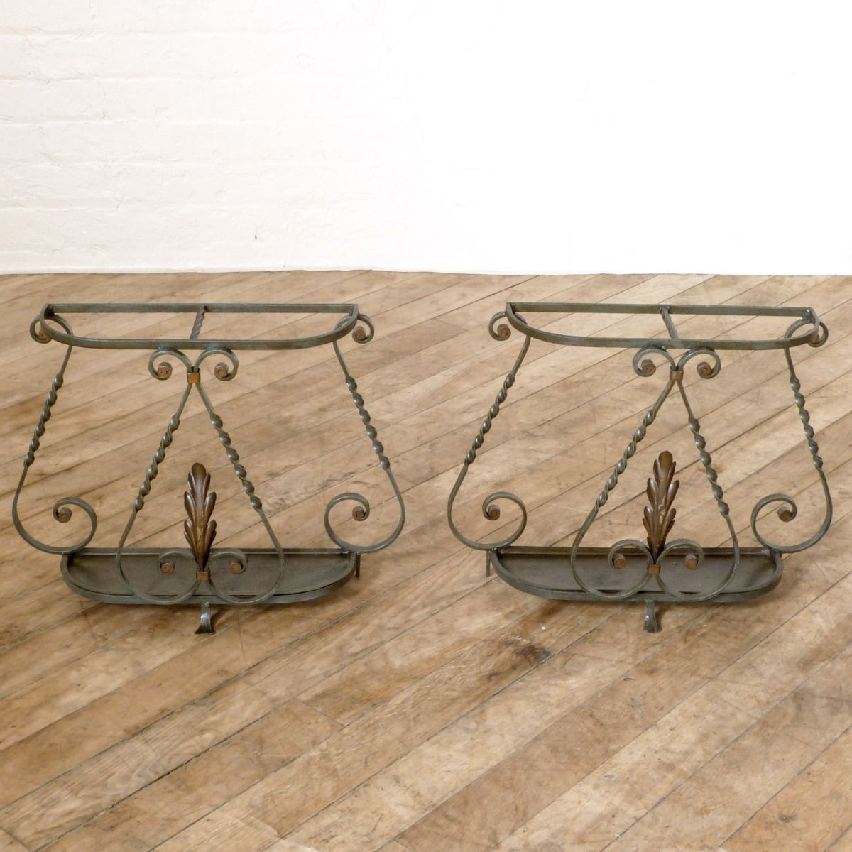 Small Pair Of Wrought Iron Umbrella Stands photo furniture