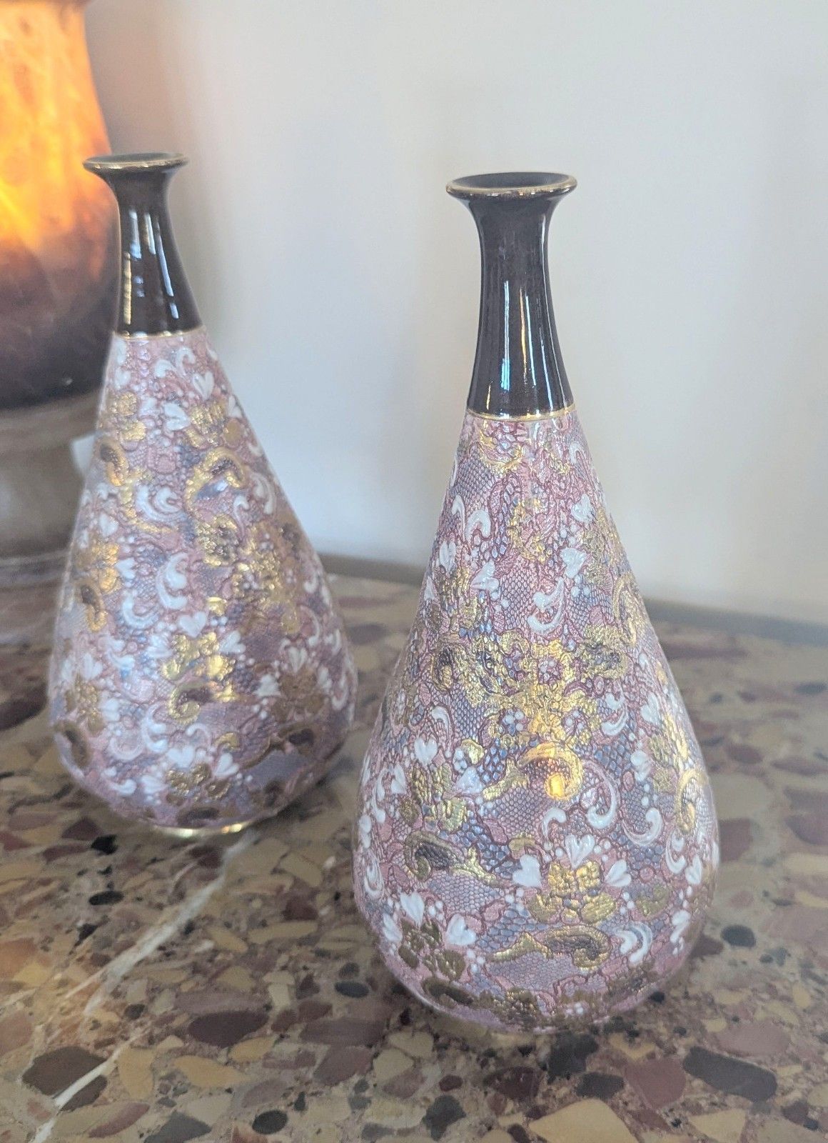 Pair Late 19th Century Doulton & Slaters Patent Hand Painted Vases  0384 photo for sale