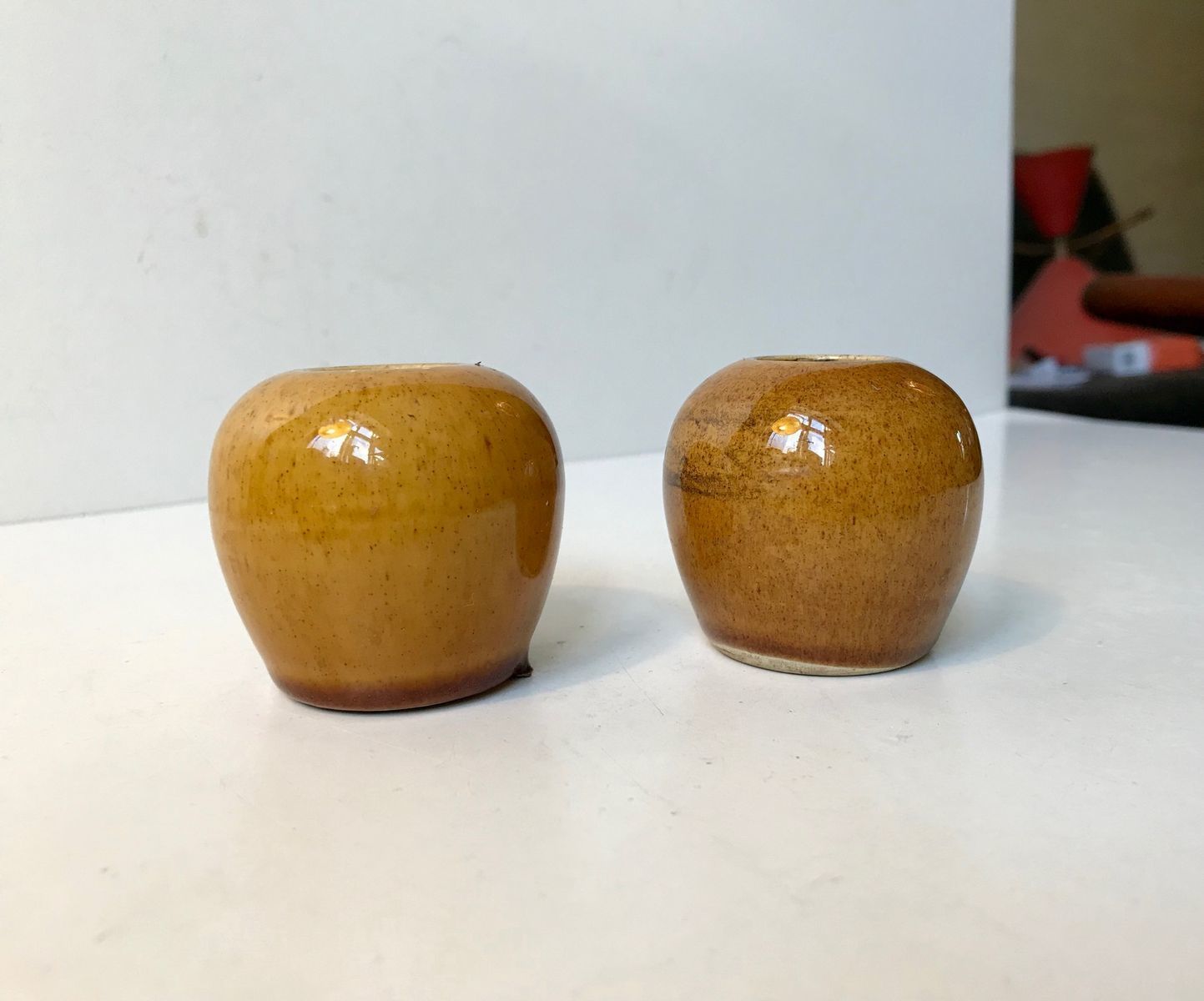 Vintage Swedish Miniature Ceramics Set In Ochre Yellow Glaze, 1960s photo furniture