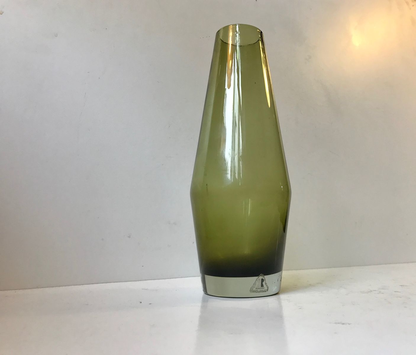 Mid Century Groene Glazen Vaas Van Tamara Aladin Voor Riihimaen Lasi Oy, Jaren 1970