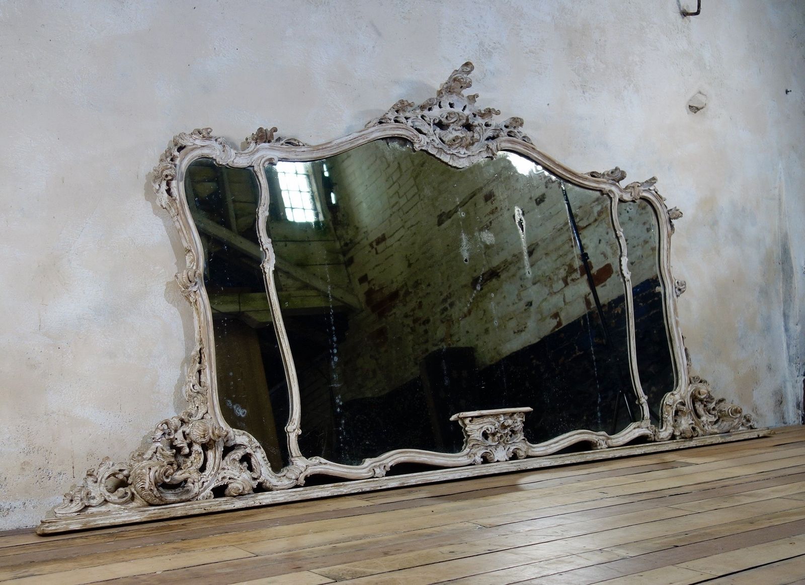 6710.0 19th Century French Painted Rococo Wall Mirror photo