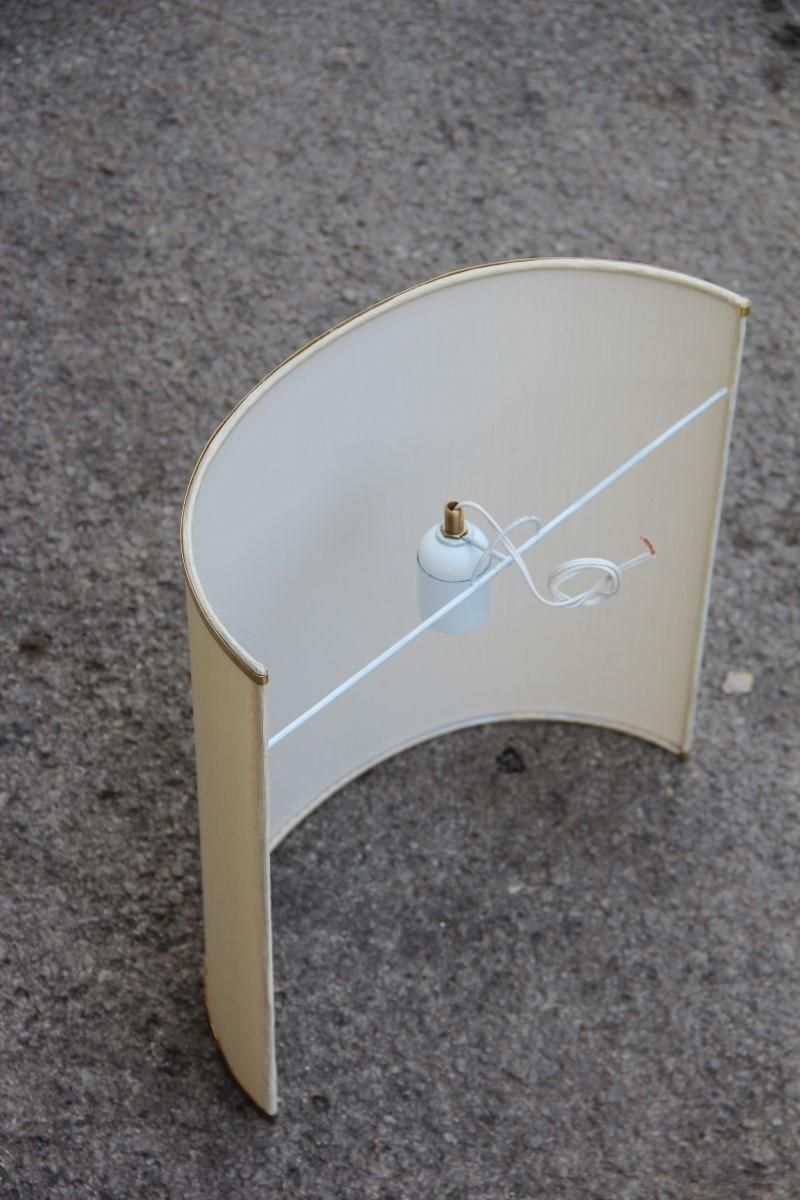 Pair Of Curved Big Applique Silk Shantund Brass Curved Beige Gold 1970 Italian photo Home Decor