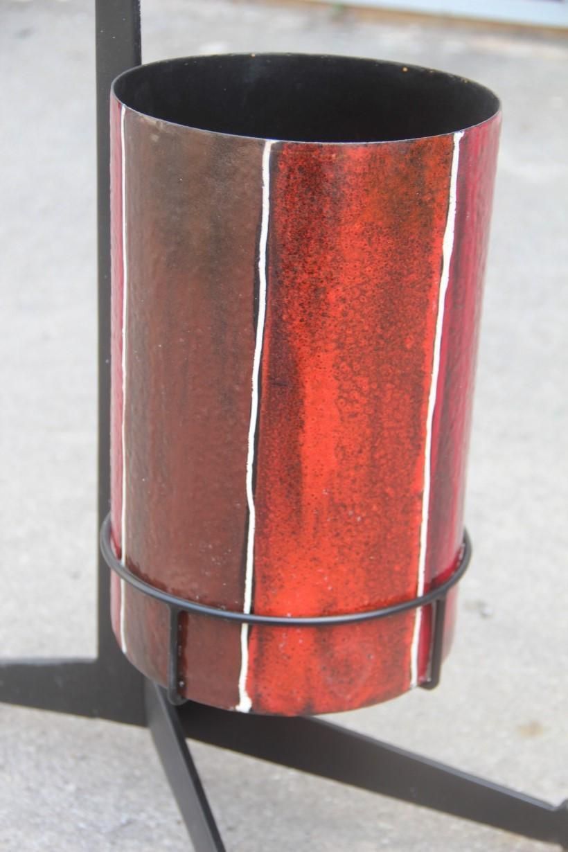 Umbrella Stand Poggibonsi Siva Design Midcentury Italian Enamel Iron Black photo vintage