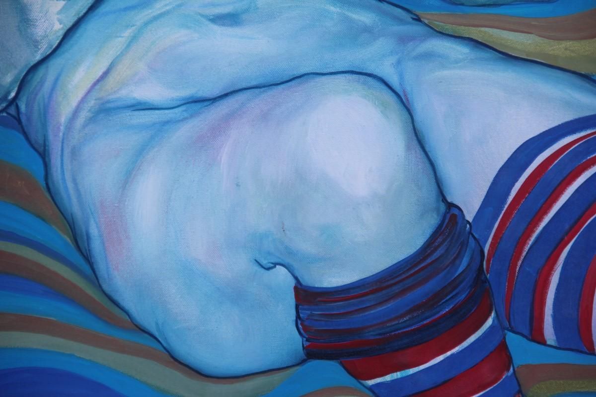 Oil On Canvas Naked Woman Elio Pelosi Neapolitan Painter Work Entitled Orgasm photo buy