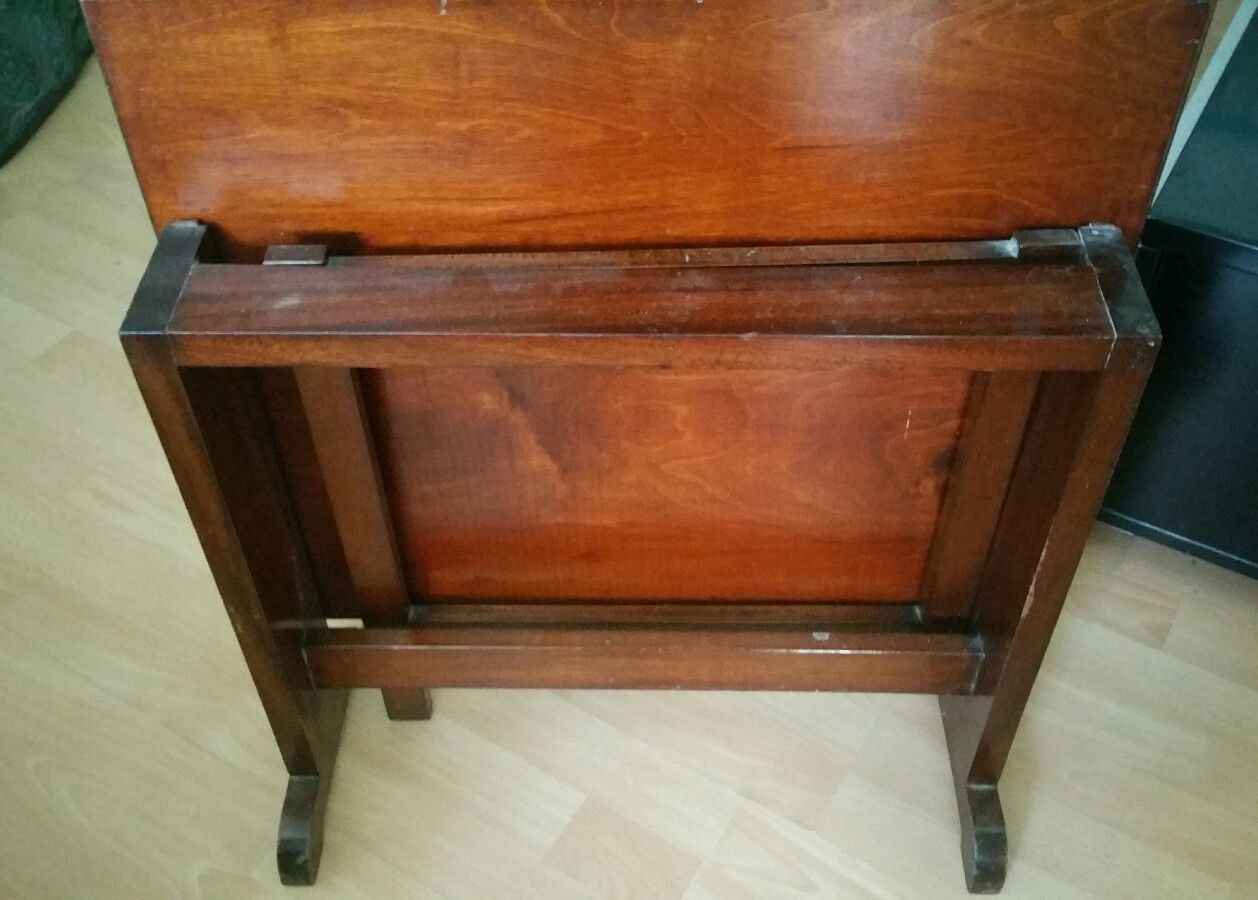Vintage Wood Folding Table With Glass Top Covering Tapestry photo 120.0