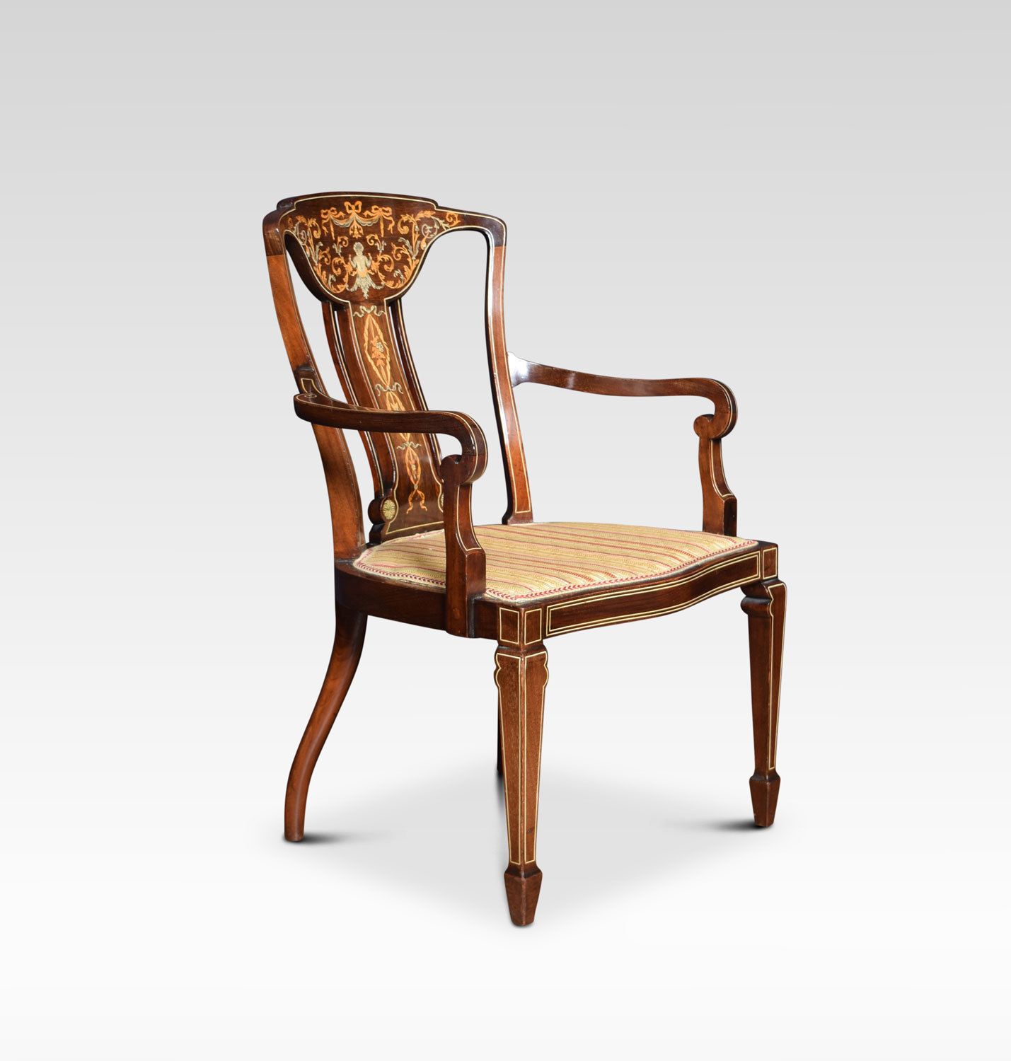 Pair Of Edwardian Rosewood Inlaid Armchairs photo furniture