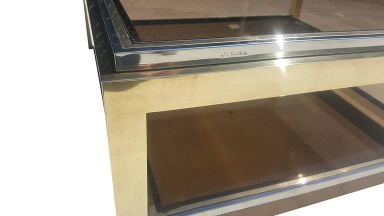 Brass And Chrome Coffee Table, Signed By Jean Charle photo Furniture
