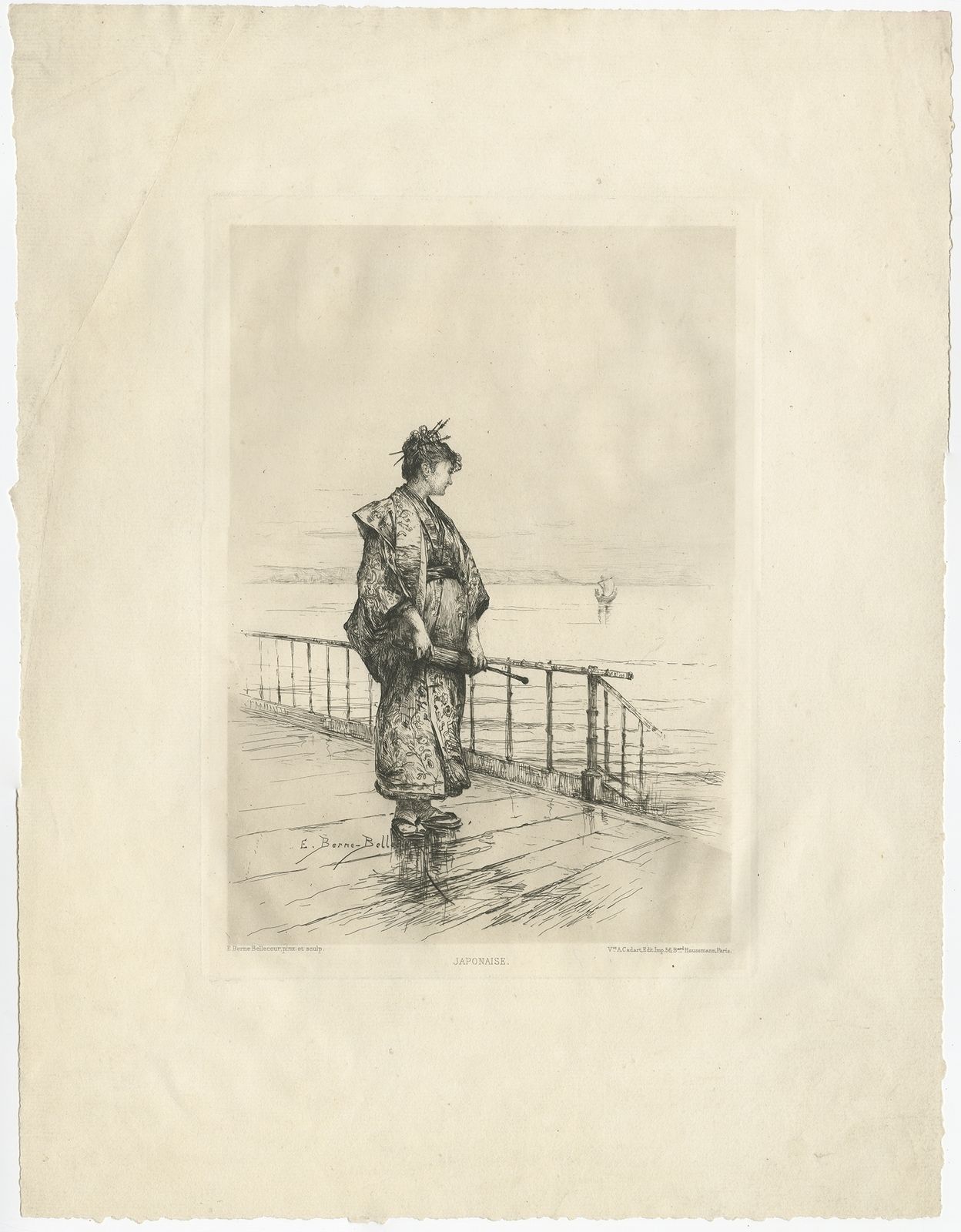 Antique Print Of A Japanese Lady By Cadart (1877)