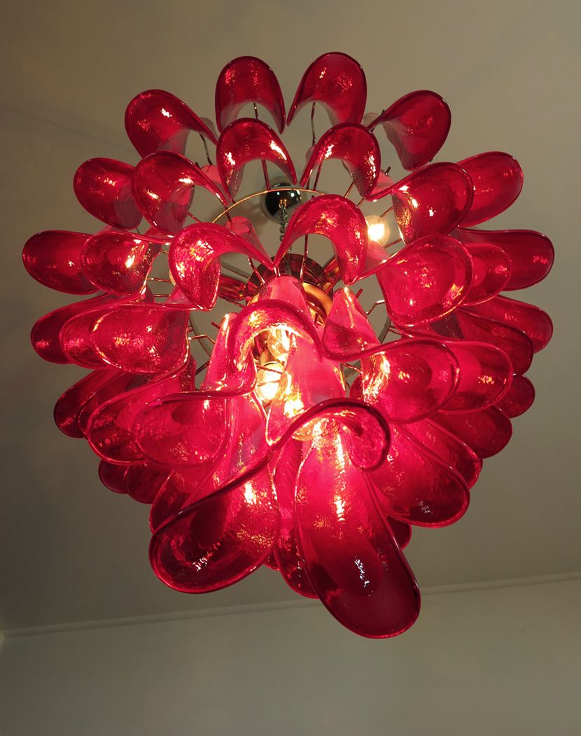 Italian Vintage Murano Chandelier   Mazzega   52 Glass Petals photo buy