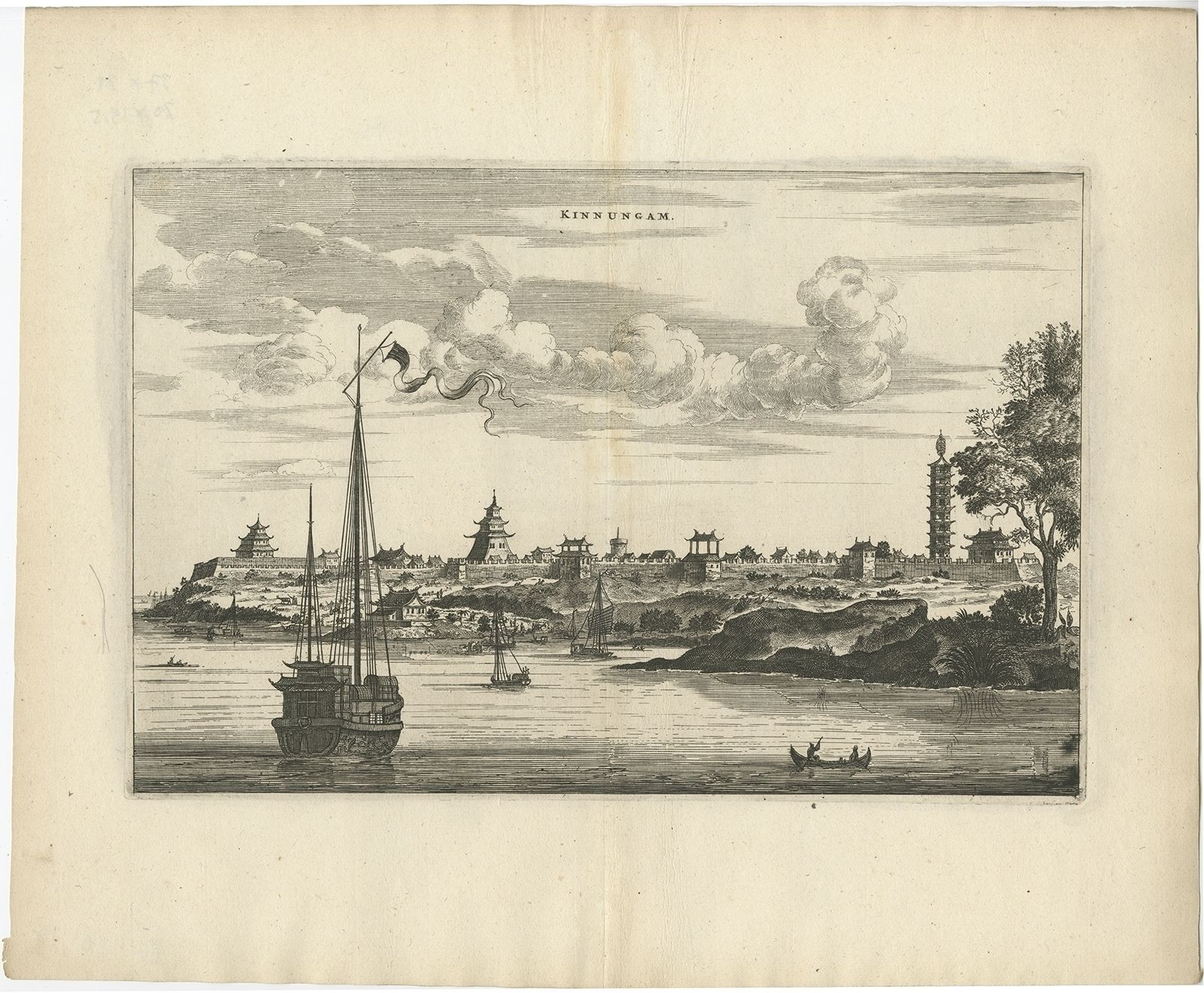 Antique Print Of The City Of Kinnungam By Nieuhof (1668)