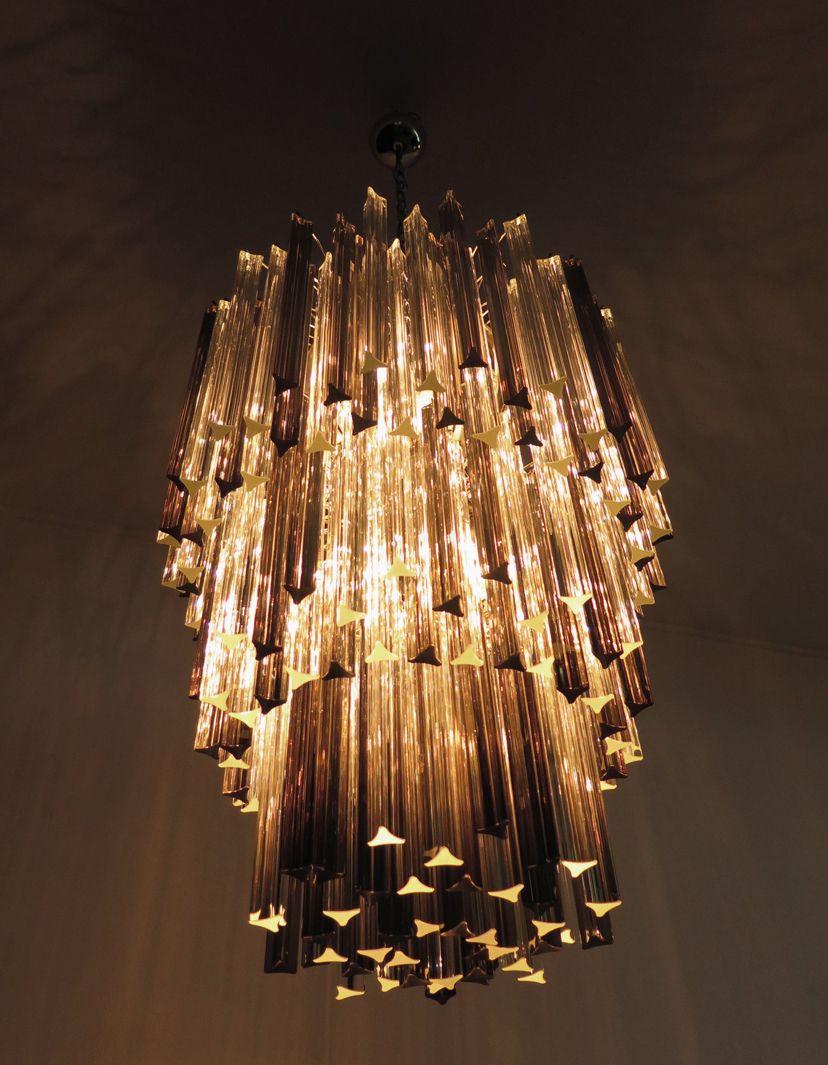 Huge Murano Chandelier Trasaparent And Smoked Triedri – 184 Prism – Mariangela Model photo furniture