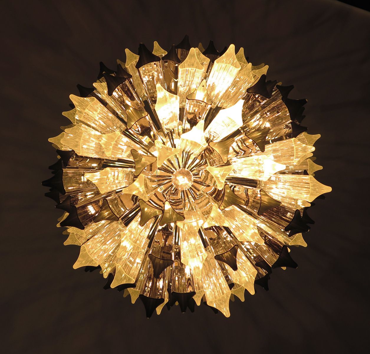 Huge Murano Chandelier Trasaparent And Smoked Triedri – 184 Prism – Mariangela Model photo buy