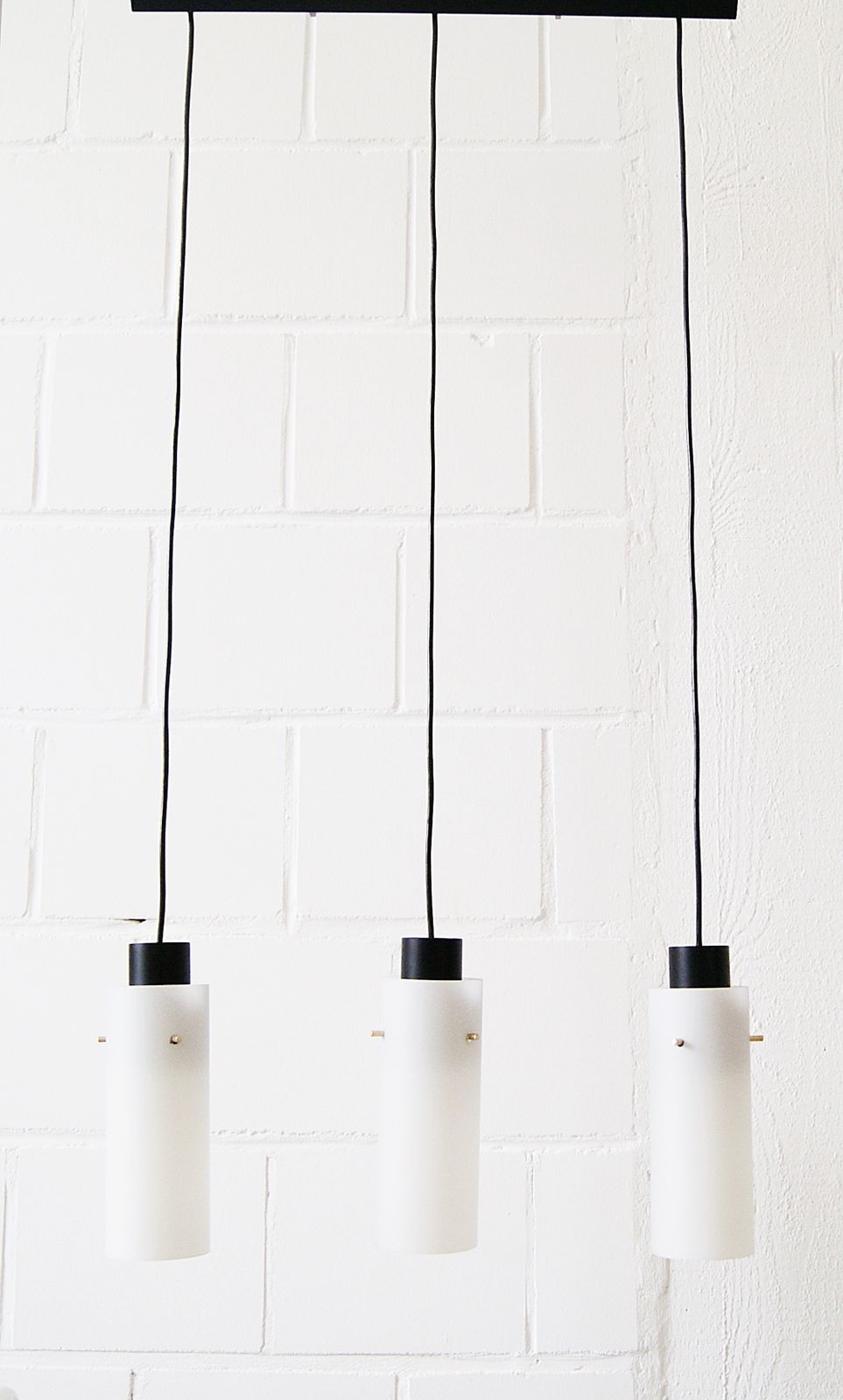 Three Arm Pendant Lamp Made Of Opaline Glass And Metal, Cascade Lamp, Minimalist Lighting