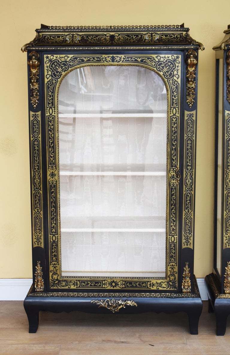 Pair Of 19th Century French Ebonised Boulle Cabinets photo furniture