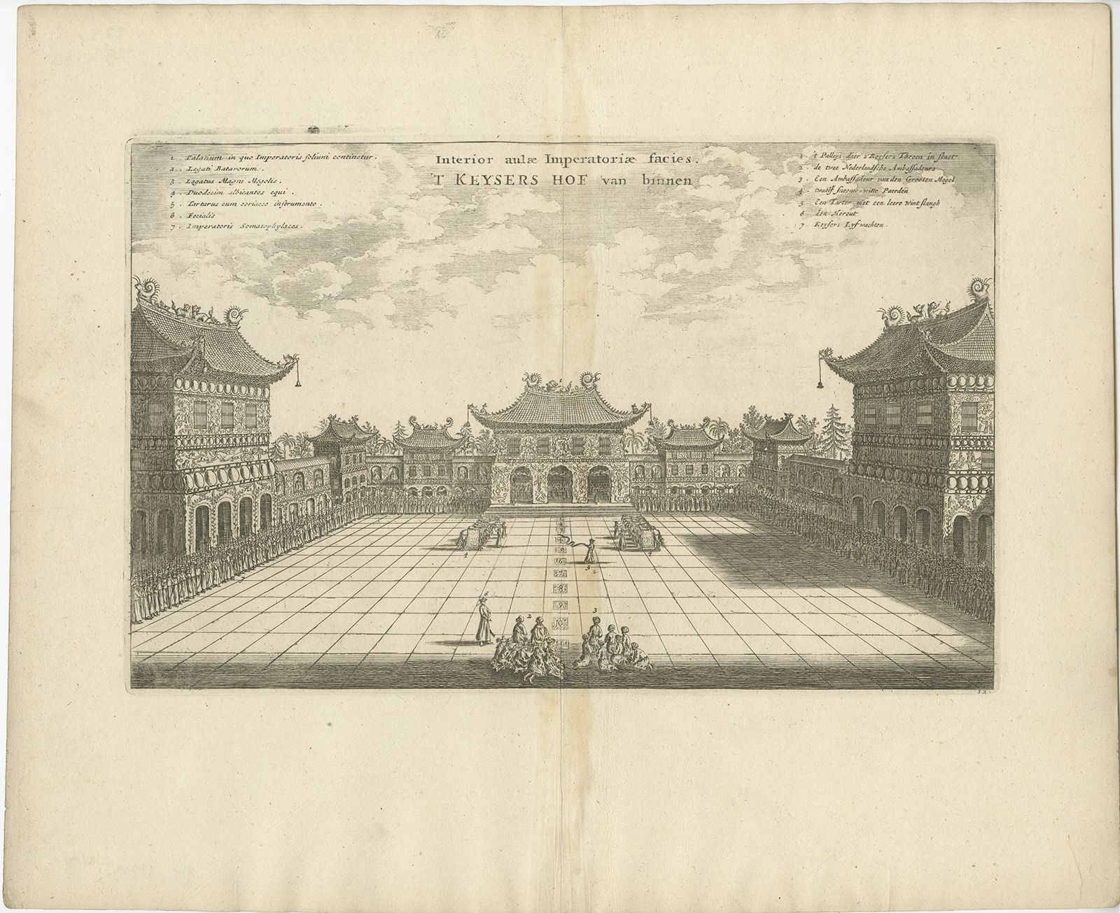 Antique Print Of The Imperial Palace In Peking By Nieuhof (1668)