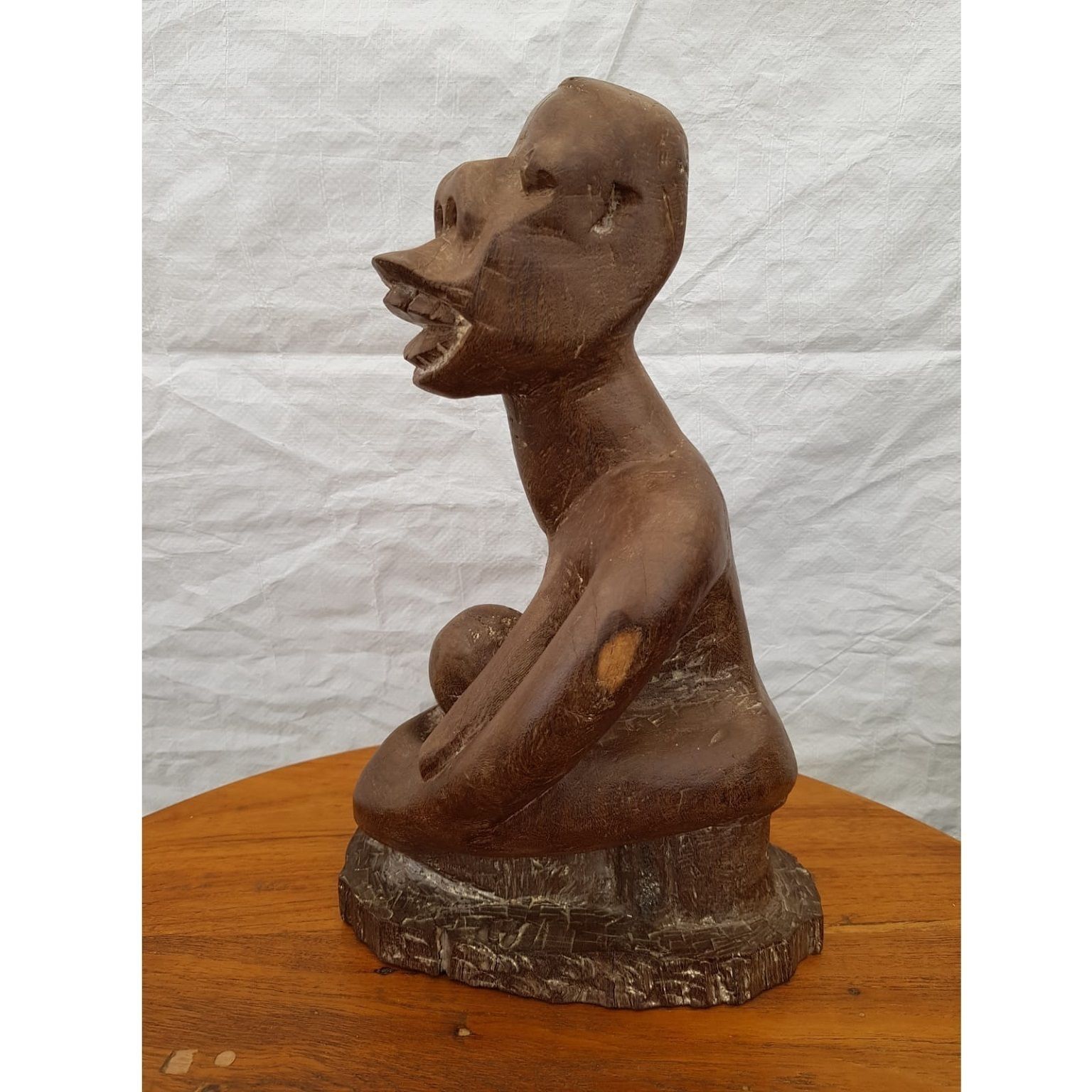 African Tribal Carved Wooden Figure Of Naked Lady By G. Tandi, Circa 1960s photo vinterior