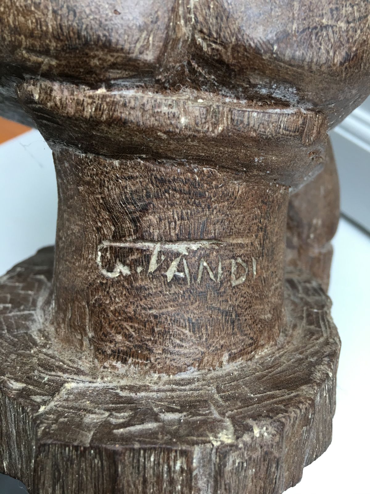 African Tribal Carved Wooden Figure Of Naked Lady By G. Tandi, Circa 1960s photo vintage