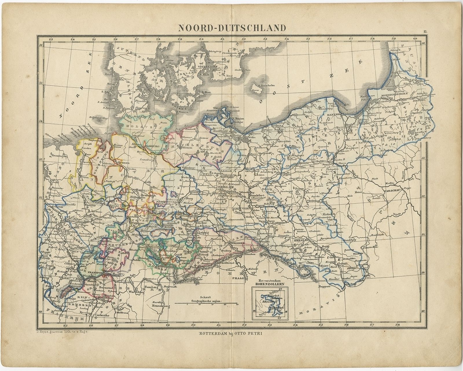 Antique Map Of Northern Germany By Petri (C.1873)