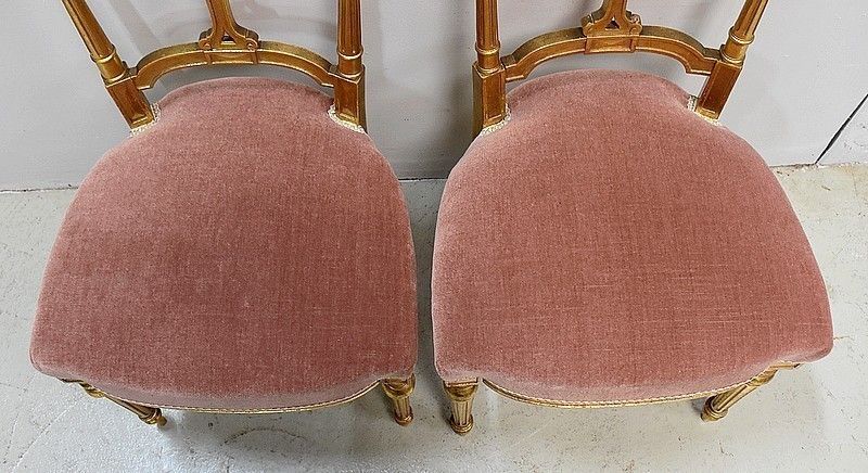 Furniture Pair Of Golden Wood Chairs Napoleon III, 2nd Part Of The 19th photo
