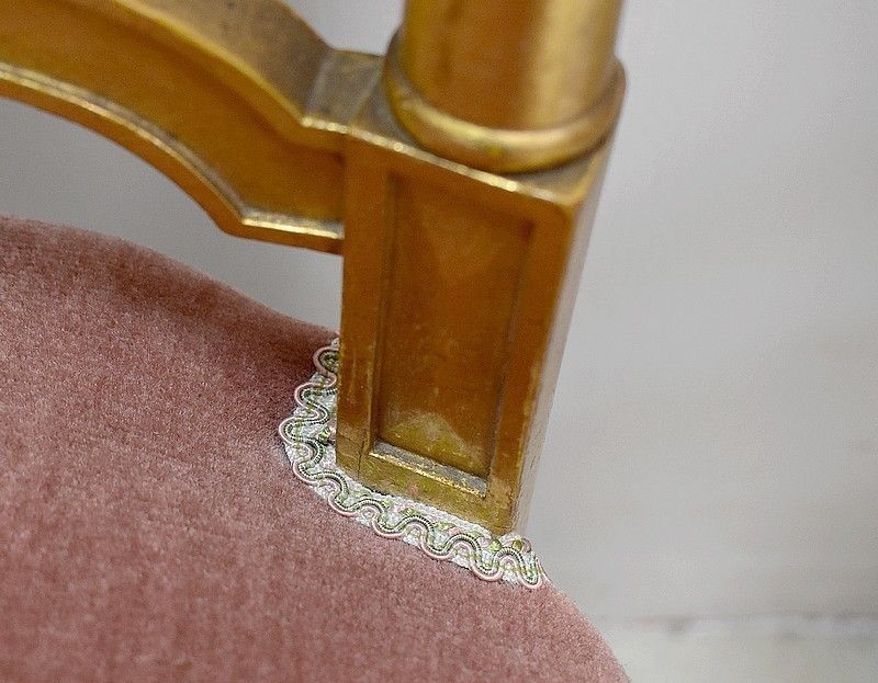 photo vinterior Pair Of Golden Wood Chairs Napoleon III, 2nd Part Of The 19th