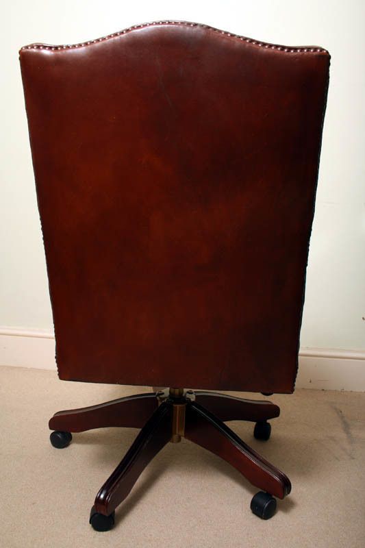 Bespoke English Hand Made Gainsborough Leather Desk Chair Chestnut photo vintage