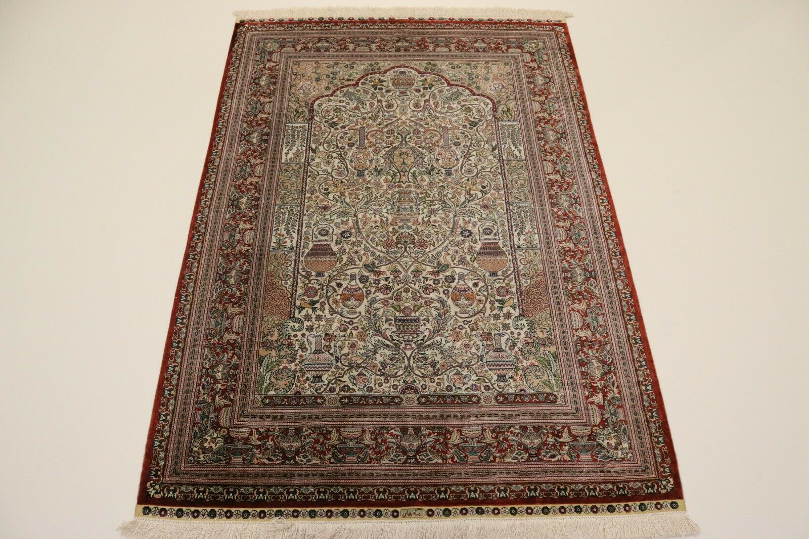 Silk Herecke Peking Fine 100% Silk Carpet Oriental Rug 1,77 X 1,24