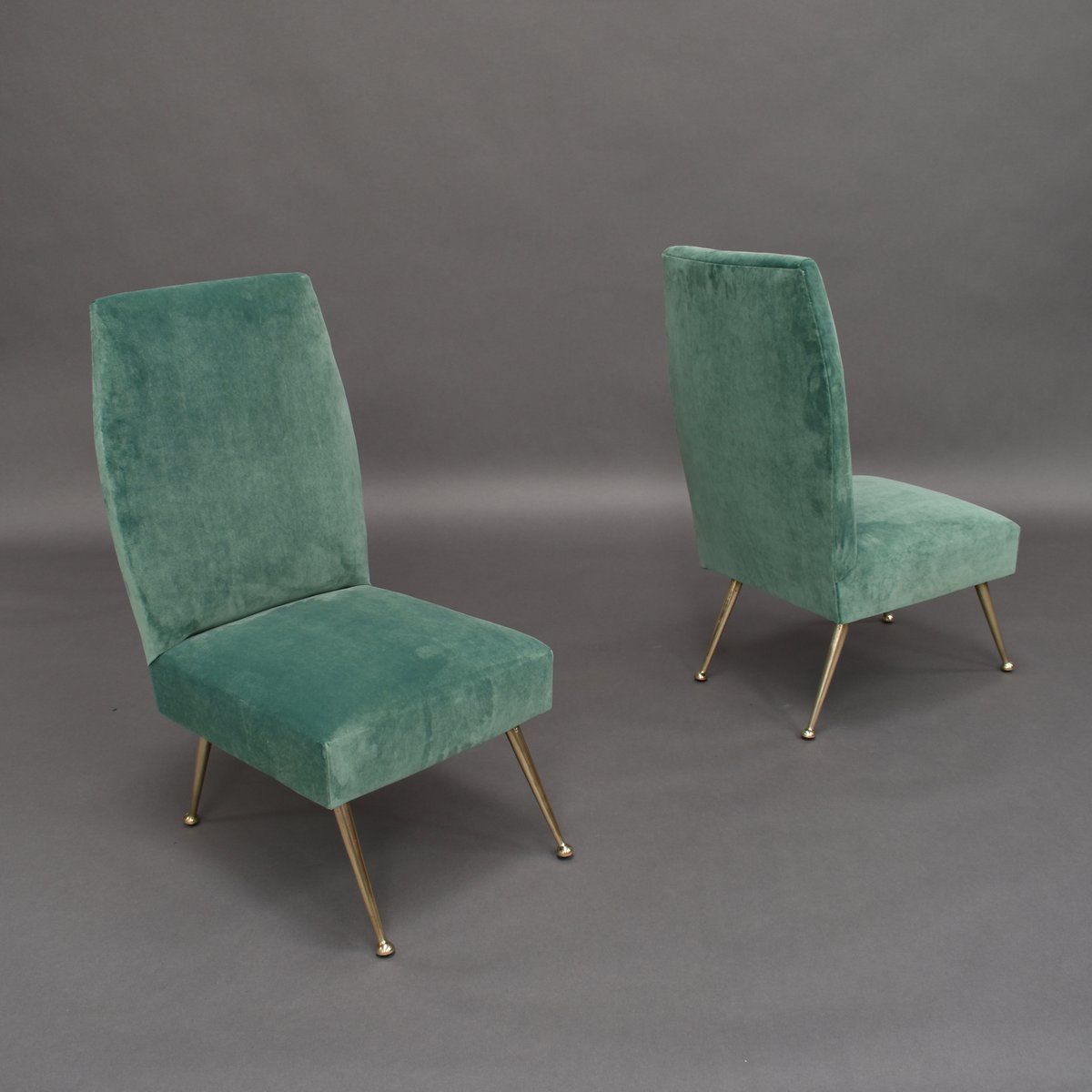 Italian Velvet Side Chairs By Gigi Radice For Minotti, 1950s, Set Of 2 photo for sale
