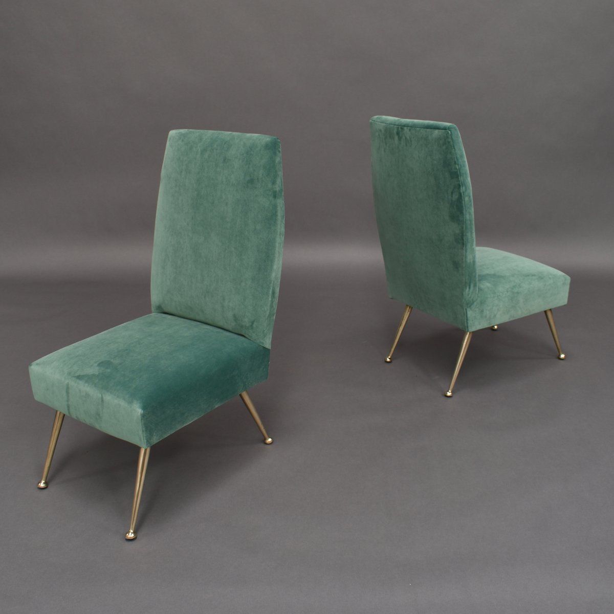 Italian Velvet Side Chairs By Gigi Radice For Minotti, 1950s, Set Of 2