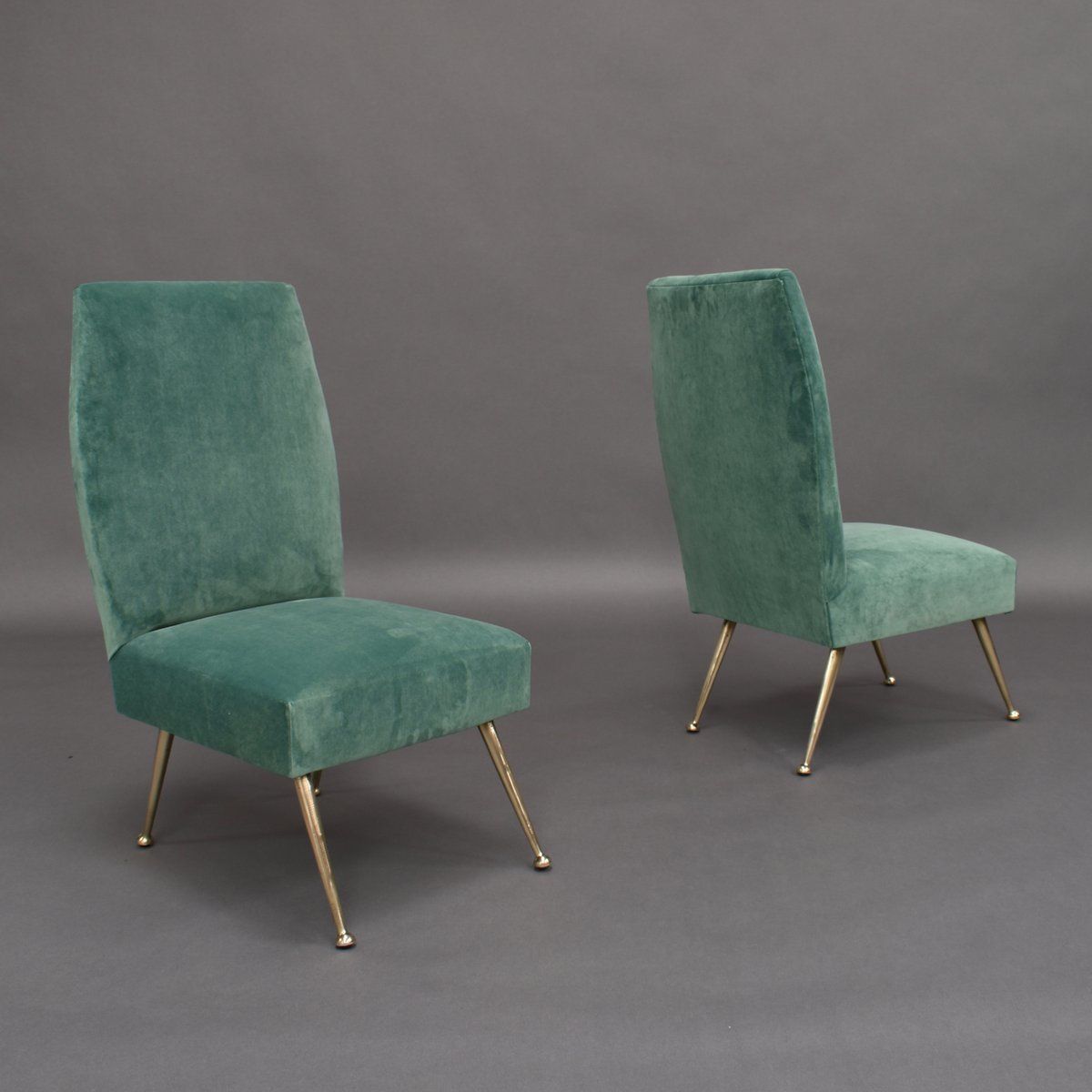 Italian Velvet Side Chairs By Gigi Radice For Minotti, 1950s, Set Of 2 photo Furniture