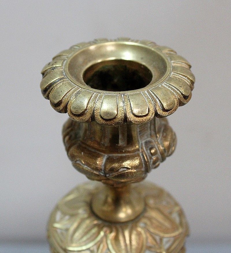 Pair Of Golden Bronze Flambeaux, Louis XVI Style , Nineteenth photo Home Decor