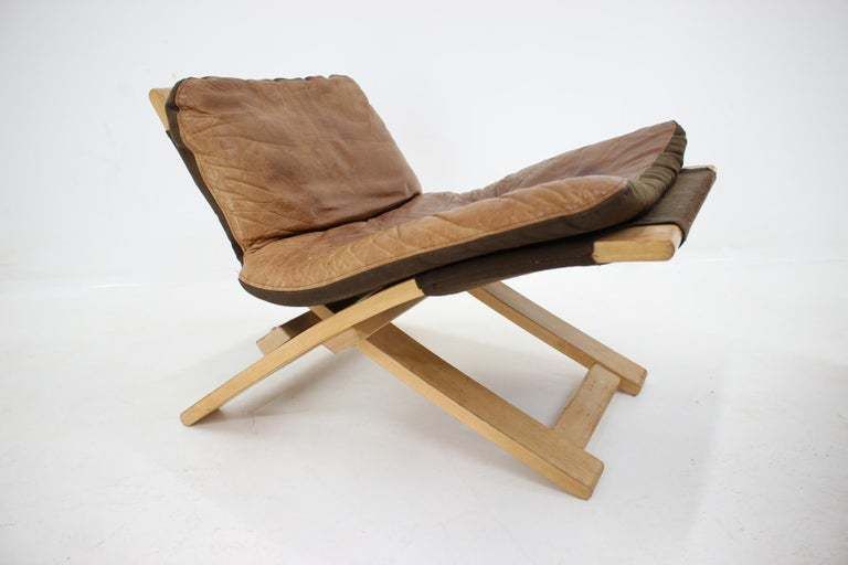 Kroken Leather Lounge Chair And Stool By Ake Fribytter For Nelo, Sweden, 1970s. photo Furniture