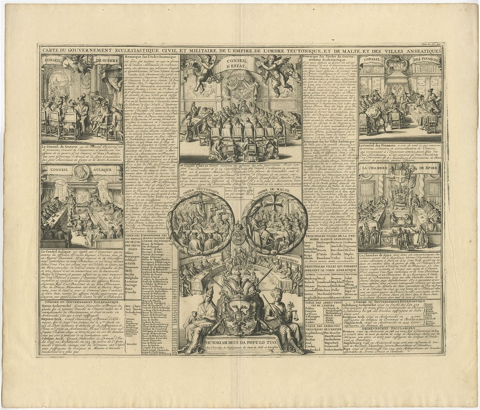Antique Print Of The Councils Of The Hanseatic League By Chatelain (1732)