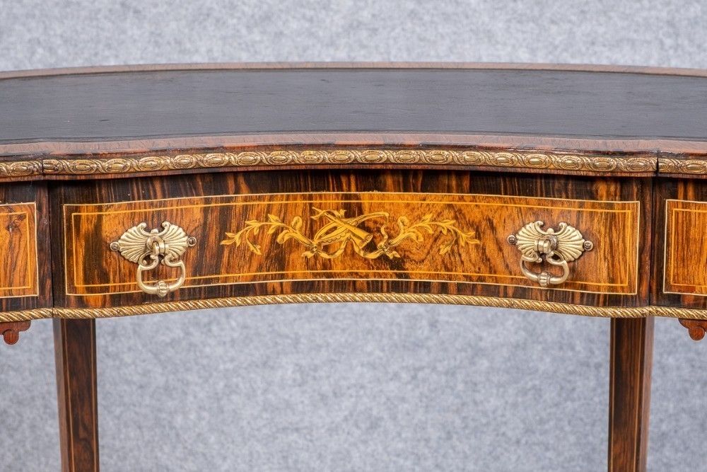 Fine Rosewood & Inlaid Kidney Shaped Writing Table photo furniture
