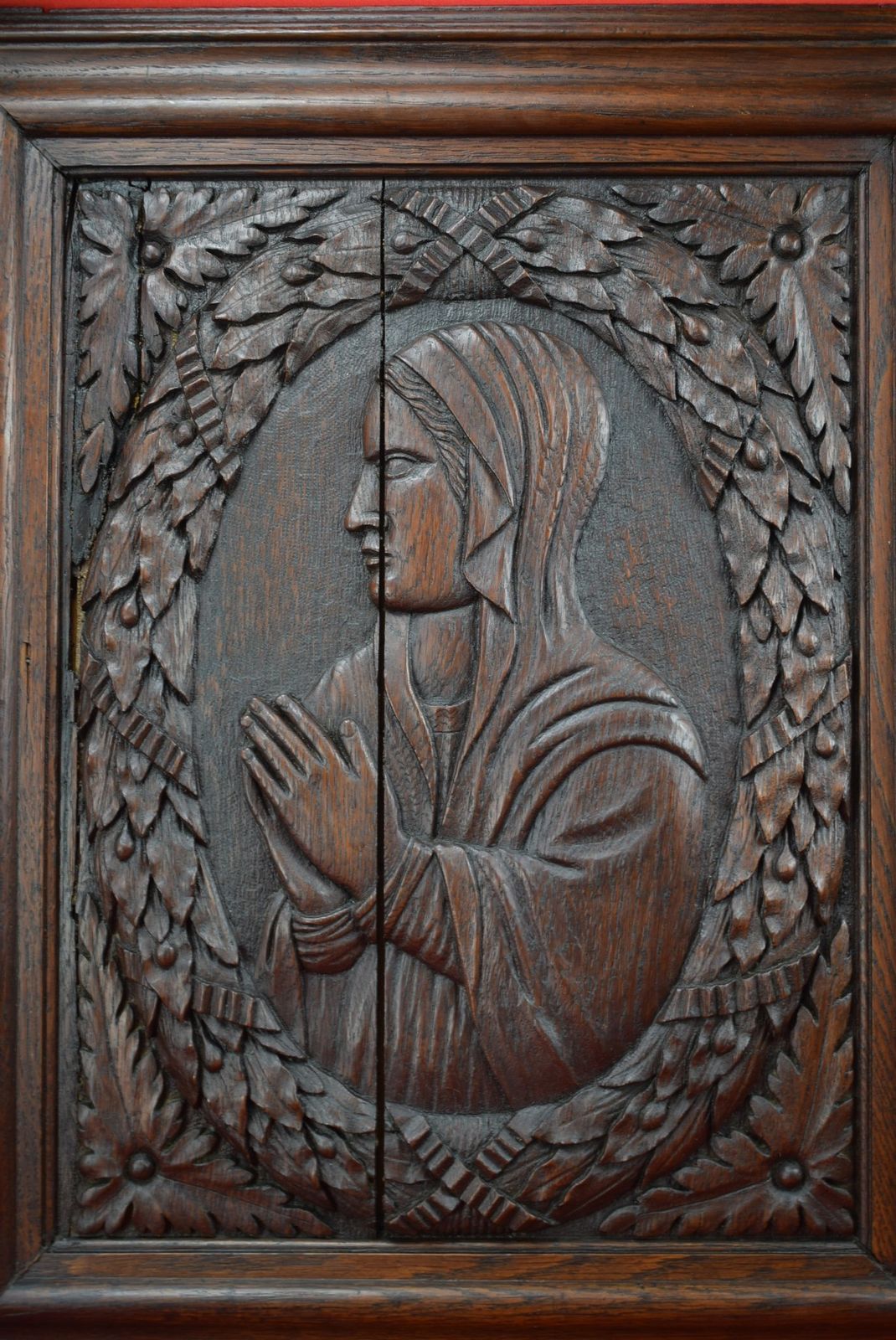 17th.C Virgin Mary Wood Carving Door photo furniture