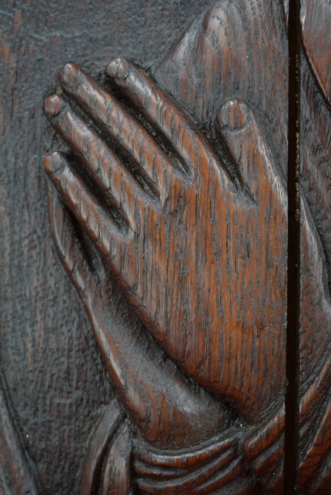 17th.C Virgin Mary Wood Carving Door photo vinterior